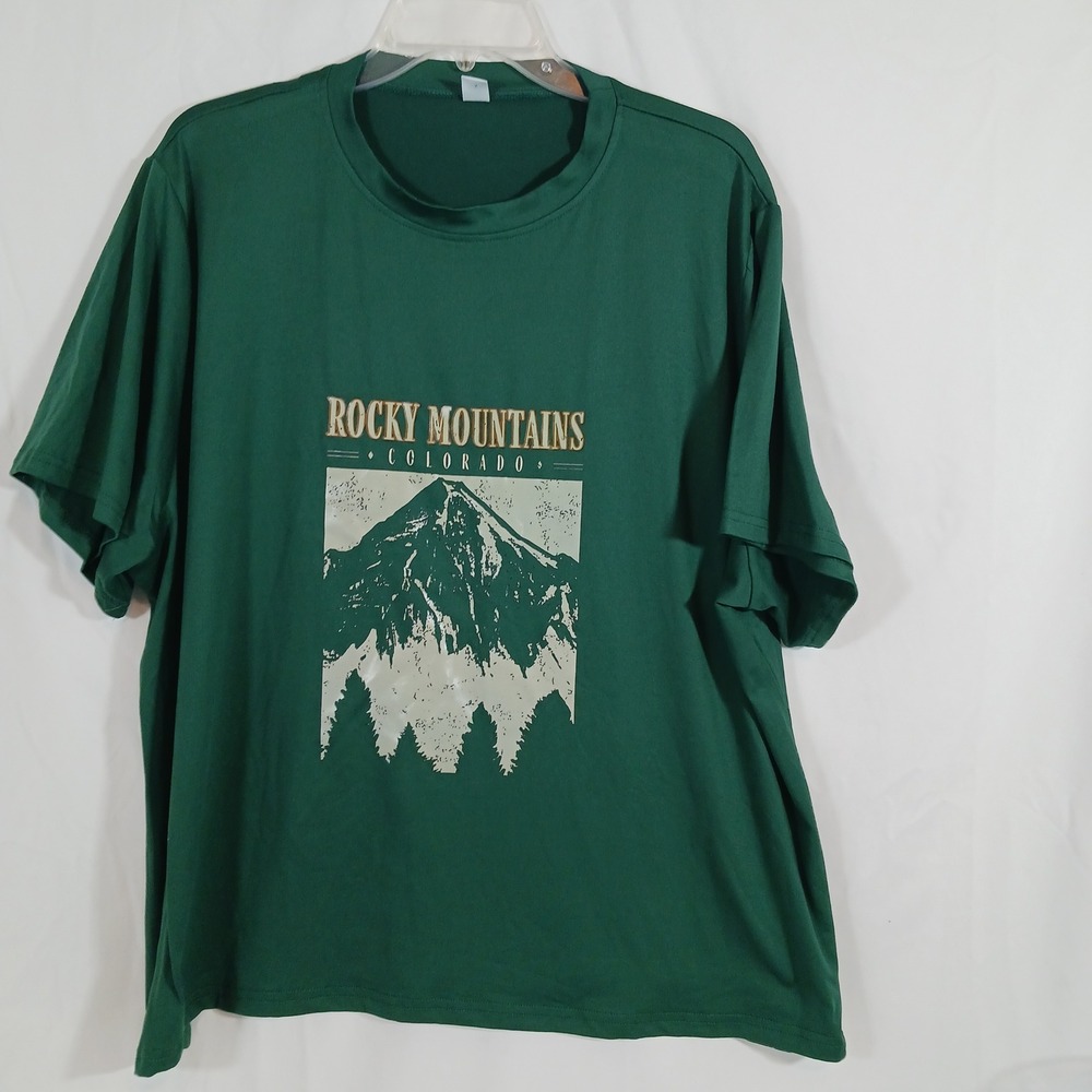 Unbranded Rocky Mountains T-Shirt Mens 4XL Green Excellent Graphic Tee